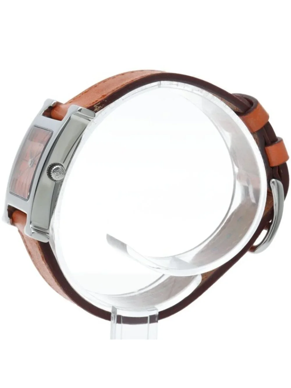 Hermes Watch Box SS Leather Orange Polished